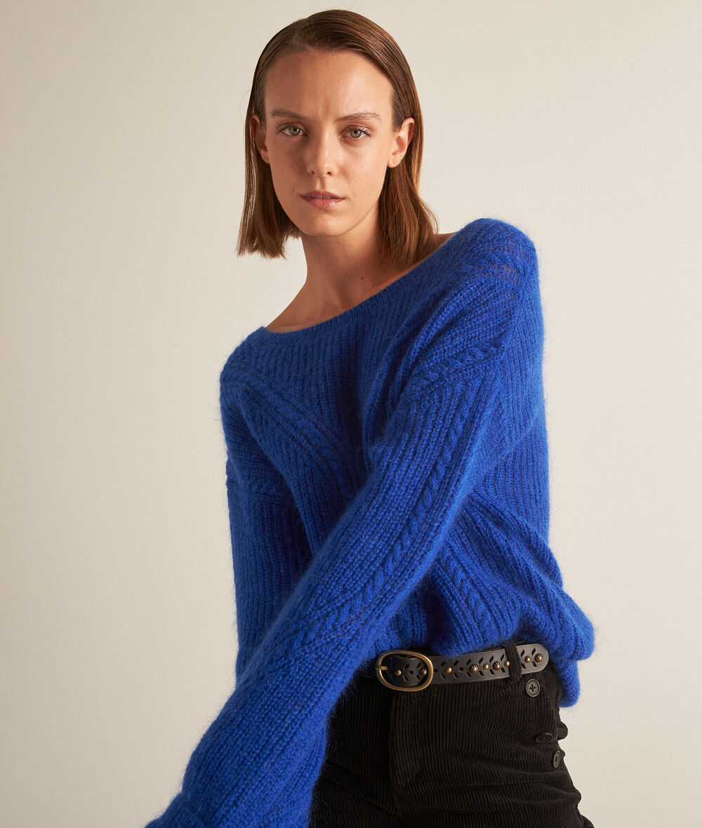 Blauer Oversize Pullover aus Wolle und Mohair Bianca Damen Maison 123
