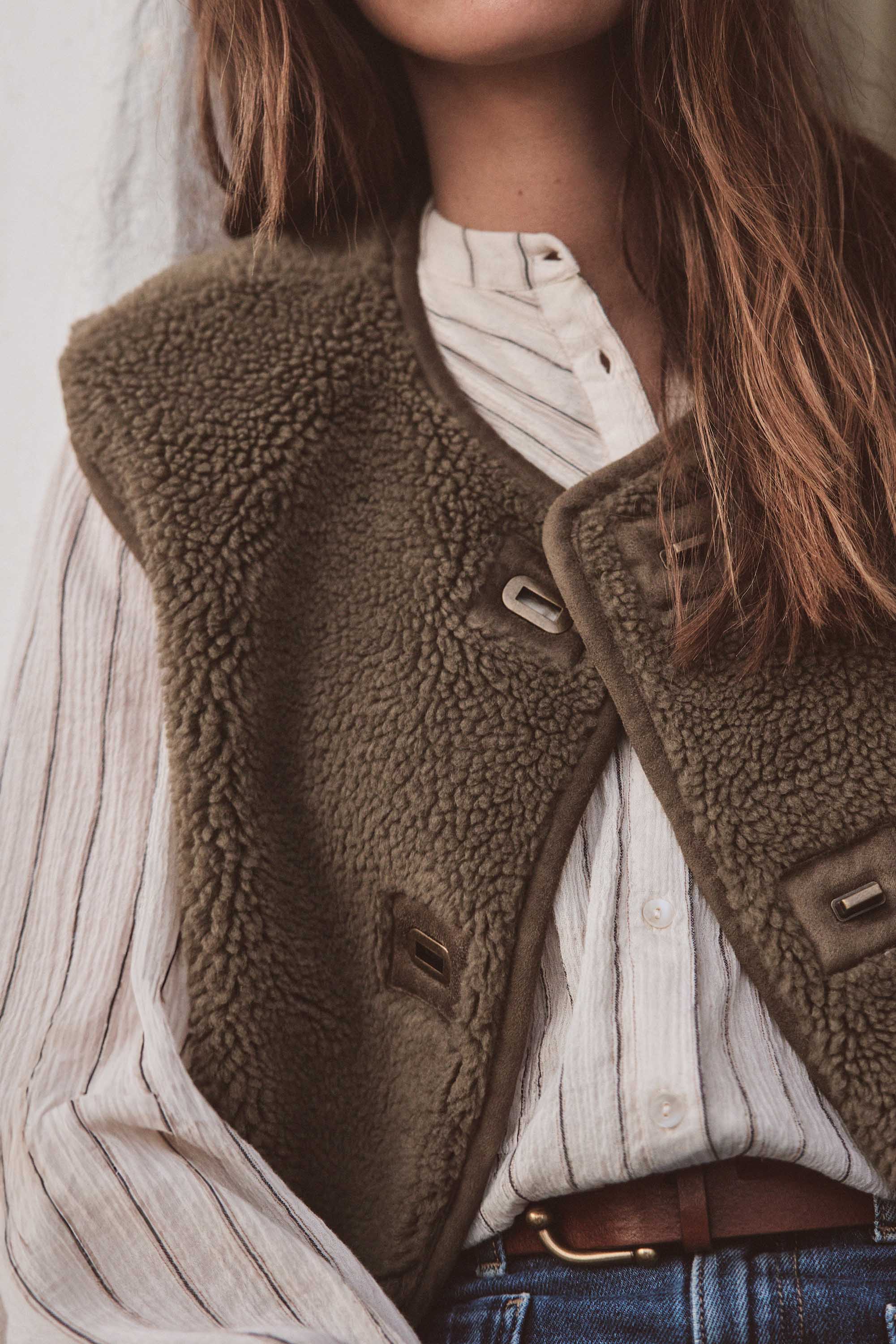 Strickweste Damen Ã¤rmellos Wolle Ärmellose Jacke SABRINA