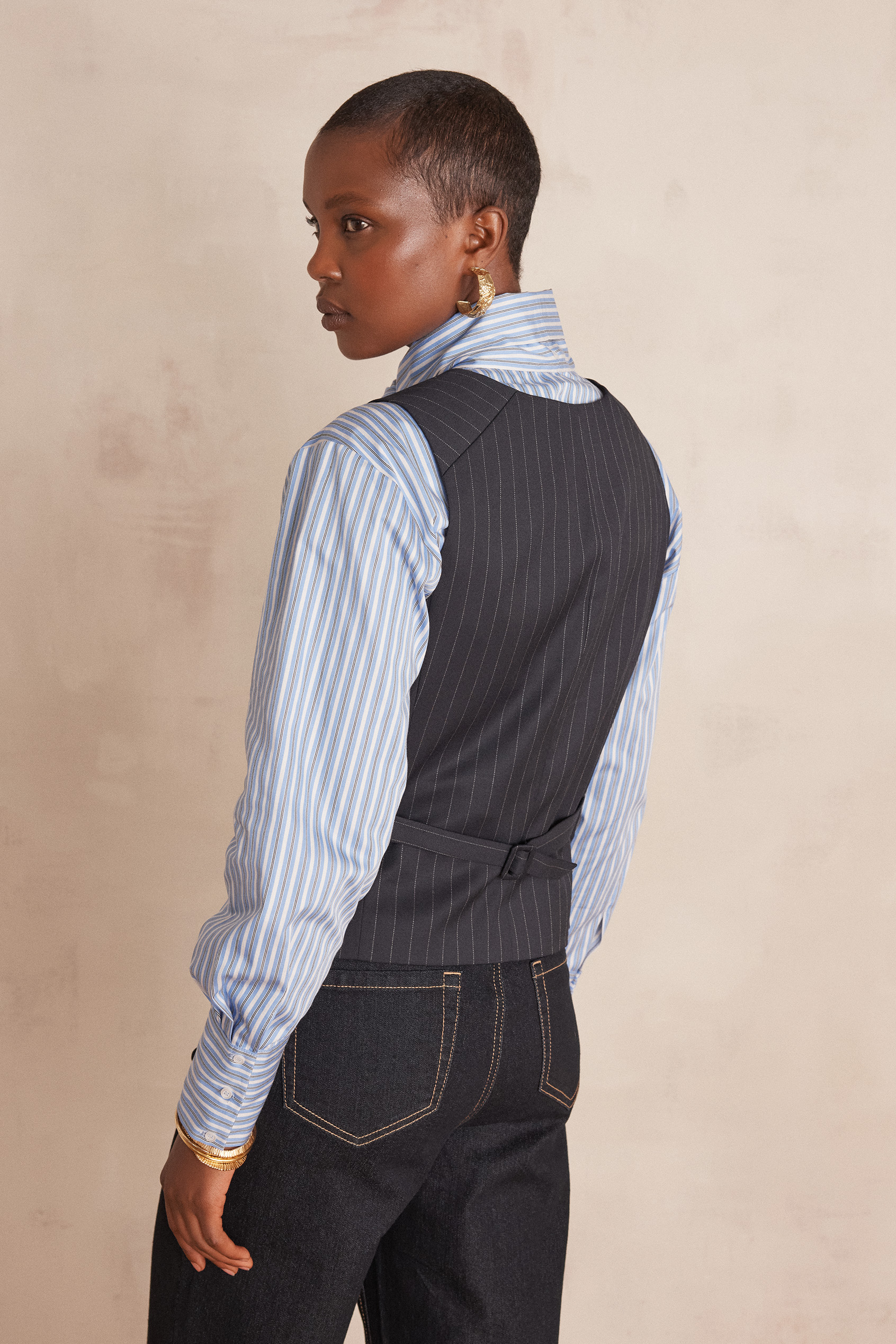 Ärmellose Blazerweste ABEL gestreift Damen MARINE Maison 123