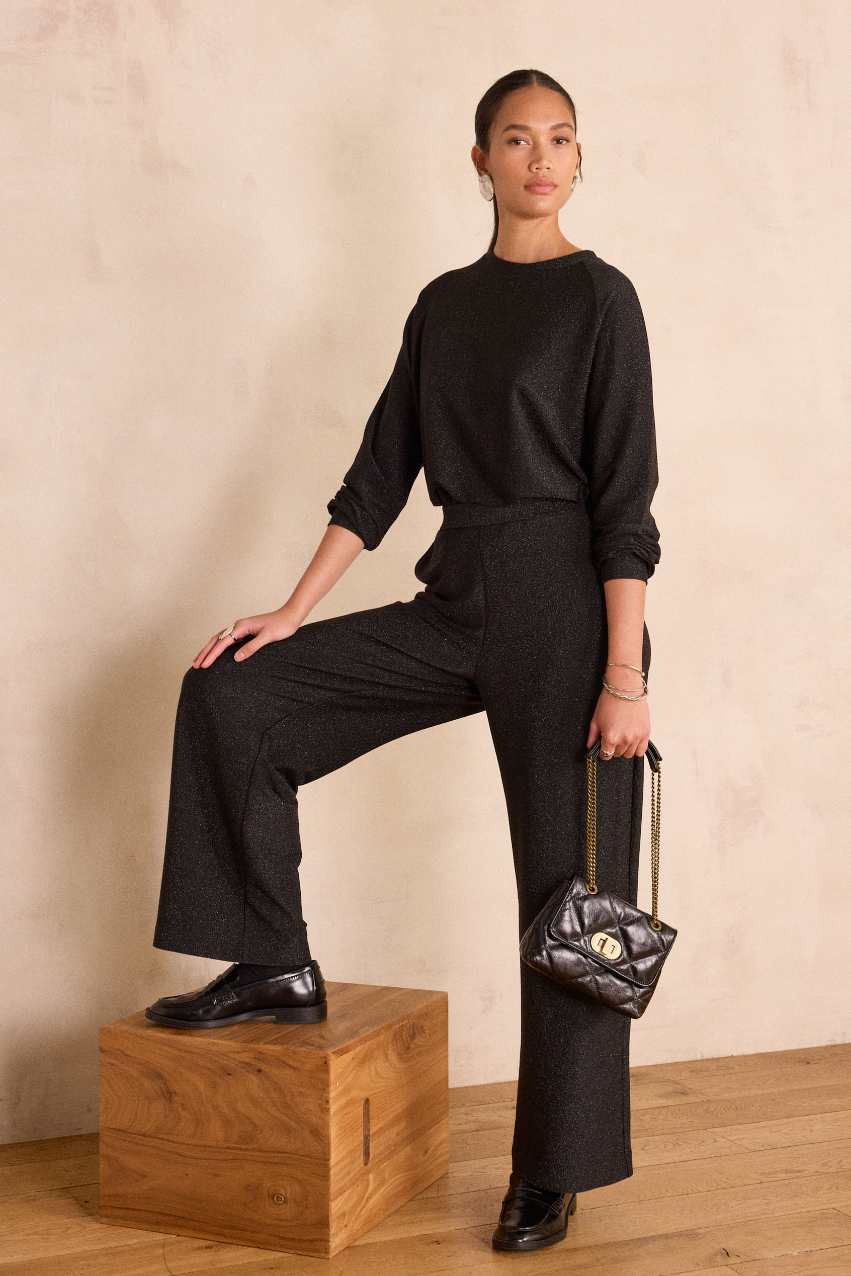 Gerade Hose MONA Damen SCHWARZ Maison 123